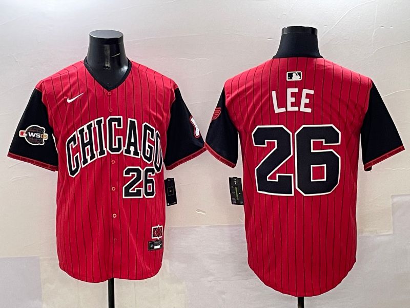 Men Chicago White Sox #26 Lee Red Stripe Joint Name Nike 2025 MLB Jersey style 32